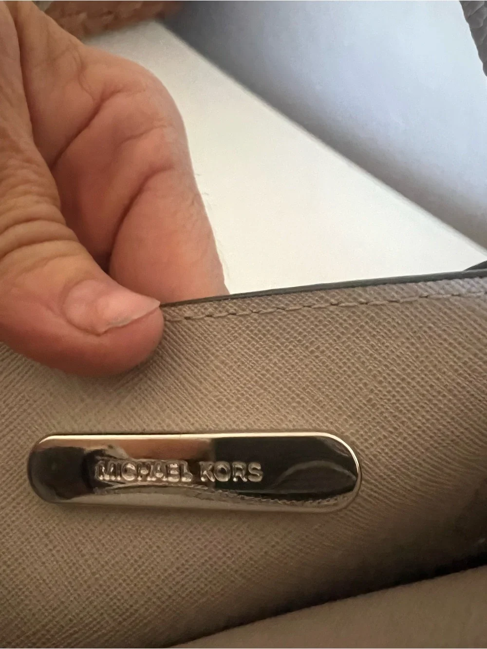 Michael Kors Metallic Silver Pebbled Leather Satchel